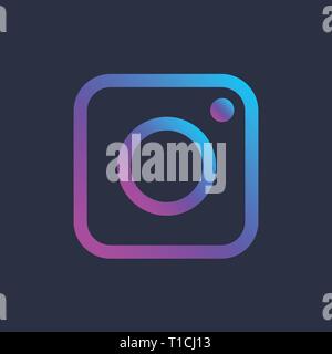 Colorful vector image of icon photo digital camera on dark background. Modern sign app, program, ui, web. EPS 10 Stock Vector