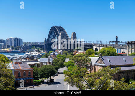 Sydney Harbour Bridge viewed from Sydney Observatory, Observatory Hill, Millers Point, Sydney, Australia Stock Photo