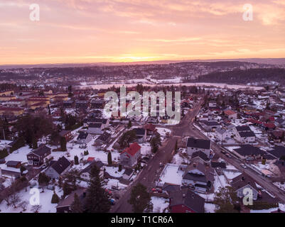 Areal city view, neighbourhood, suburb in Oslo, Norway Stock Photo