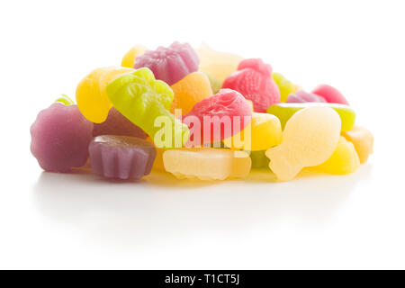 Fruit jelly candies isolated on white background. Stock Photo