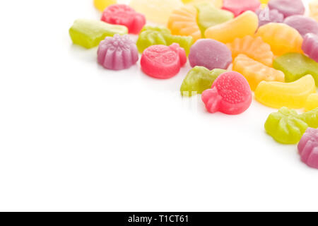 Fruit jelly candies isolated on white background. Stock Photo