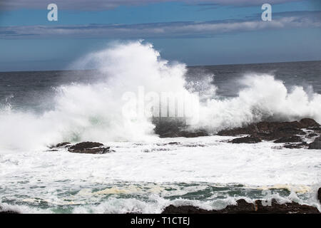 Water wave splashes, isolated on black background Stock Photo