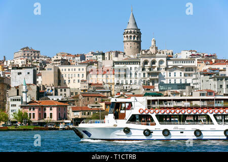 Panoramic view of the downtown of Istanbul city and Galata tower, Turkey Stock Photo