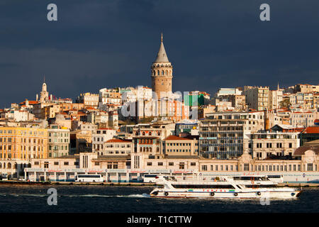 Panoramic view of the downtown of Istanbul city and Galata tower, Turkey Stock Photo