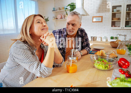 Wife feeling excited before amazing weekend with husband Stock Photo