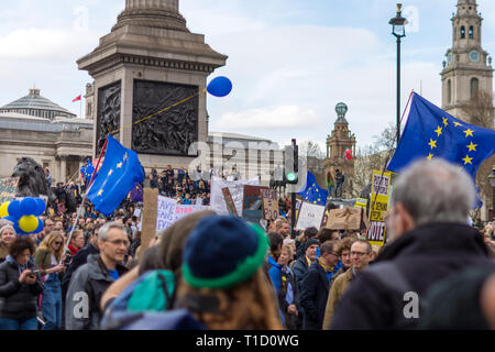 London, UK - March 23, 2019: The people's vote march asking to revoke article 50 and cancelling Brexit Stock Photo