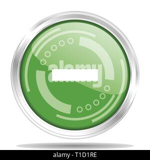 Minus silver metallic chrome border round web icon, vector illustration for webdesign and mobile applications isolated on white background Stock Vector