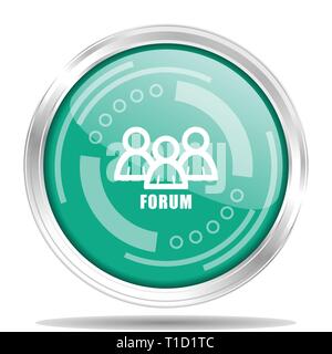 Forum silver metallic chrome border round web icon, vector illustration for webdesign and mobile applications isolated on white background Stock Vector
