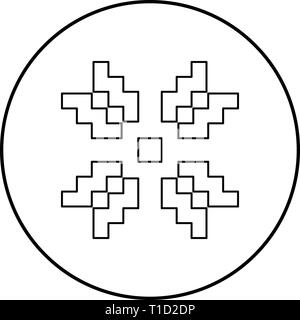 Scandinavian pattern icon outline black color vector in circle round illustration flat style simple image Stock Vector