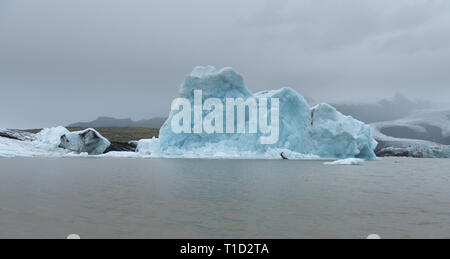 Landscape of Iceland, Europe. Iceberg in the glacial lagoon, located in the southeastern part of the island, near the glacier Vatnajokull. Tourist att Stock Photo