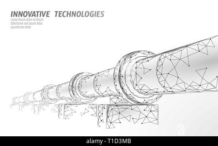 Oil pipeline low poly business concept. Finance economy polygonal petrol production. Petroleum fuel industry transportation line connection dots blue Stock Vector