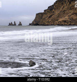 Reynisfjara Beach and Reynisdrangar Stacks, Iceland Stock Photo