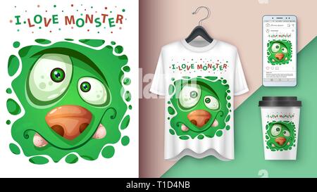 Cute monster - mockup for your idea Stock Vector