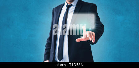 man touch virtual screen -  technology in business Stock Photo