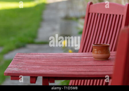 summer terrace, table and chairs. Stock Photo