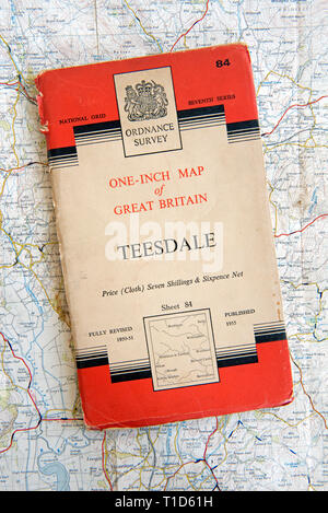 Old cloth Ordnance Survey one inch maps Stock Photo - Alamy