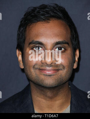 HOLLYWOOD, LOS ANGELES, CA, USA - MARCH 21: Actor Aziz Ansari arrives at the 2019 PaleyFest LA - NBC's 'Parks and Recreation' 10th Anniversary Reunion held at the Dolby Theatre on March 21, 2019 in Hollywood, Los Angeles, California, United States. (Photo by Xavier Collin/Image Press Agency) Stock Photo