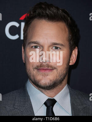 HOLLYWOOD, LOS ANGELES, CA, USA - MARCH 21: Actor Chris Pratt arrives at the 2019 PaleyFest LA - NBC's 'Parks and Recreation' 10th Anniversary Reunion held at the Dolby Theatre on March 21, 2019 in Hollywood, Los Angeles, California, United States. (Photo by Xavier Collin/Image Press Agency) Stock Photo