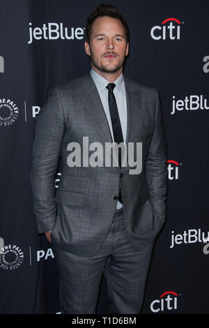 HOLLYWOOD, LOS ANGELES, CA, USA - MARCH 21: Actor Chris Pratt arrives at the 2019 PaleyFest LA - NBC's 'Parks and Recreation' 10th Anniversary Reunion held at the Dolby Theatre on March 21, 2019 in Hollywood, Los Angeles, California, United States. (Photo by Xavier Collin/Image Press Agency) Stock Photo
