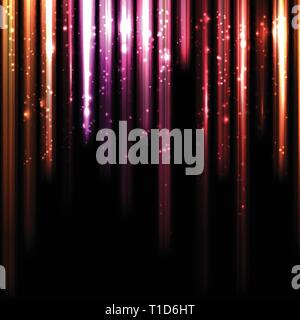 Abstract design background with chart equalizer columns bright sparks made by light, style vector illustration isolated on black Stock Vector