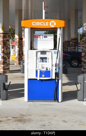 Close up of American petrol pump at gas 