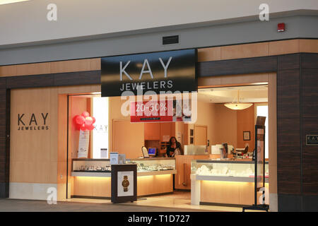 Lawrence Township New Jersey, February 24, 2019:Kay Jewelers Retail at Quaker Bridge shopping mall.Kay Jewelers is a subsidiary of Sterling and Signet Stock Photo