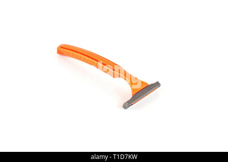 Disposable shaving razor isolated on white background. Stock Photo