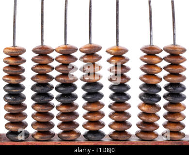 Vintage abacus close up  isolated on white Stock Photo