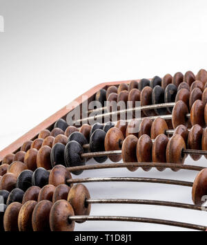 Vintage abacus close up  isolated on white Stock Photo