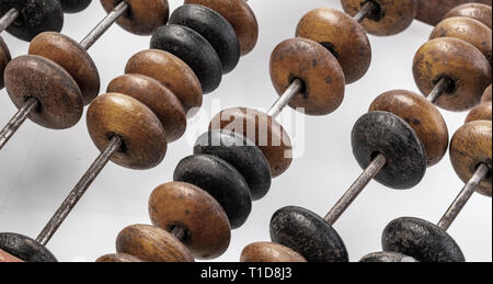 Vintage abacus close up   on white Stock Photo