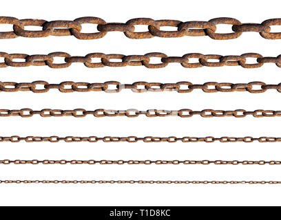 Rusty metal chains isolated on white Stock Photo