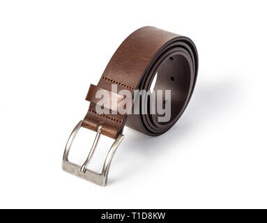 Leather belt isolated on white background with clipping path Stock Photo