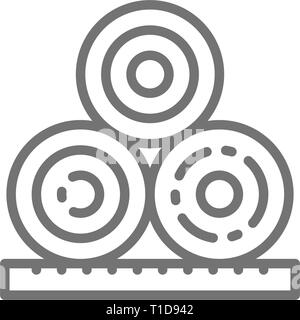 Rolled hay, bales, haystack, agriculture line icon. Stock Vector
