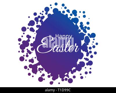 Happy Easter. Easter egg with dots. Blue gradient. Vector illustration Stock Vector