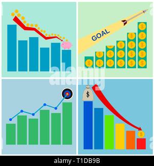 Business success graph concept , icon set Stock Vector