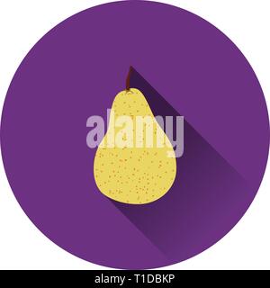 Icon Of Pear In Ui Colors. Flat Circle Stencil Design With Long Shadow ...