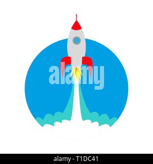 launch of a space rocket ship, icon Stock Vector