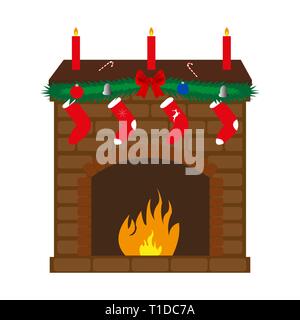 christmas holiday fireplace  Stock Vector