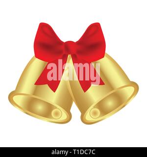 Christmas bells with red bow  Stock Vector