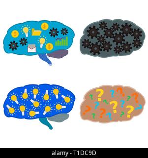 Business brain idea concept , icon set Stock Vector