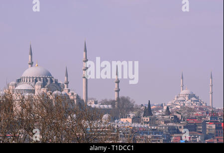 The Blue Mosque and Hagia Sophia in Istanbul Turkey Stock Photo