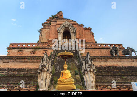 Wat Chedi Luang temple in Chang Mai Stock Photo