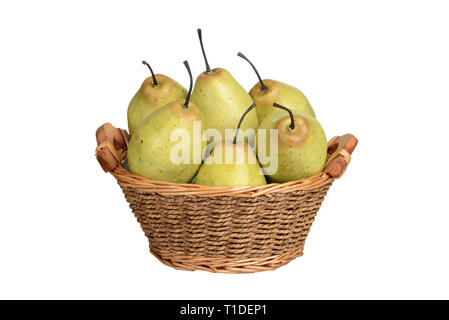 isolated basket of pears Stock Photo