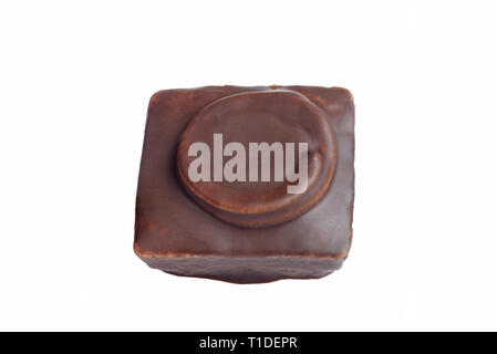 isolated chocolate covered cake Stock Photo