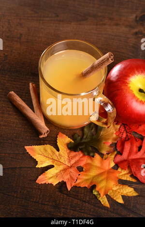 top view apple cider with cinnamon stick Stock Photo