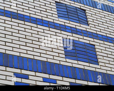 Vintage blue and white brick wall Stock Photo