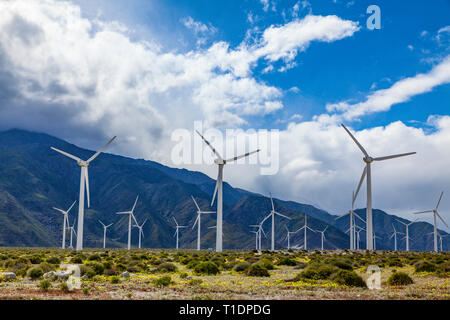 A windstorm kicks up sand and dust along Highway 111 in Whitewater California near Palm Springs Stock Photo