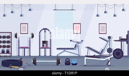 Fitness, gym objects, sport exercise equipment items, vector icons
