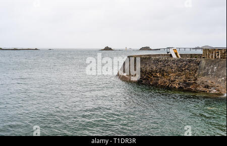 Scenic view of the harbour of Roscoff a cloudy day of summer Stock Photo