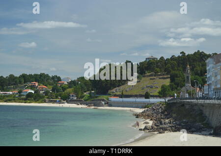 Beautiful Cruceiro Beach In Puerto Del Son. Nature, Architecture, History, Street Photography. August 19, 2014. Porto Do Son, La Coruña, Galicia, Spai Stock Photo